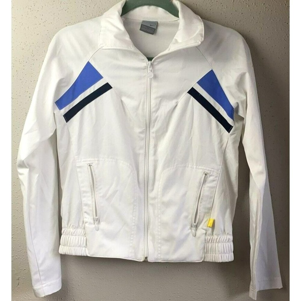 Nike Play Up Medium White Track Jacket Full Zip High Neck Pockets Breathable
